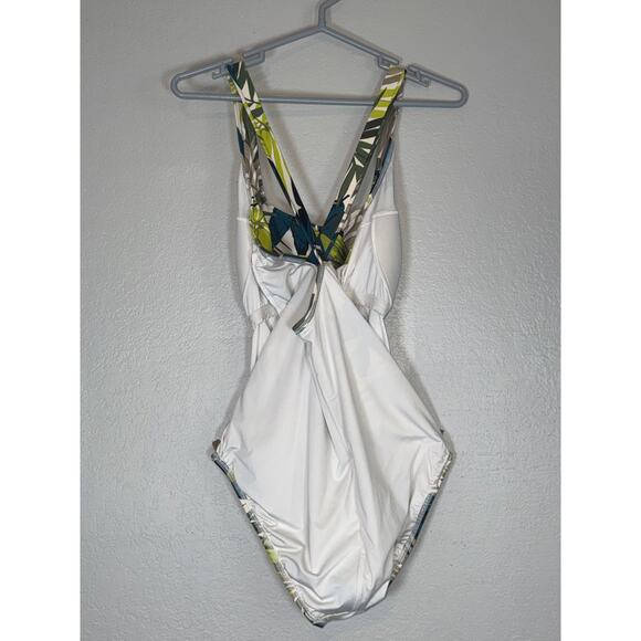 Lands End Tropical Print One Piece Swimsuit Womens 18 Swim Palm Leaf Hawaiian - Picture 6 of 8